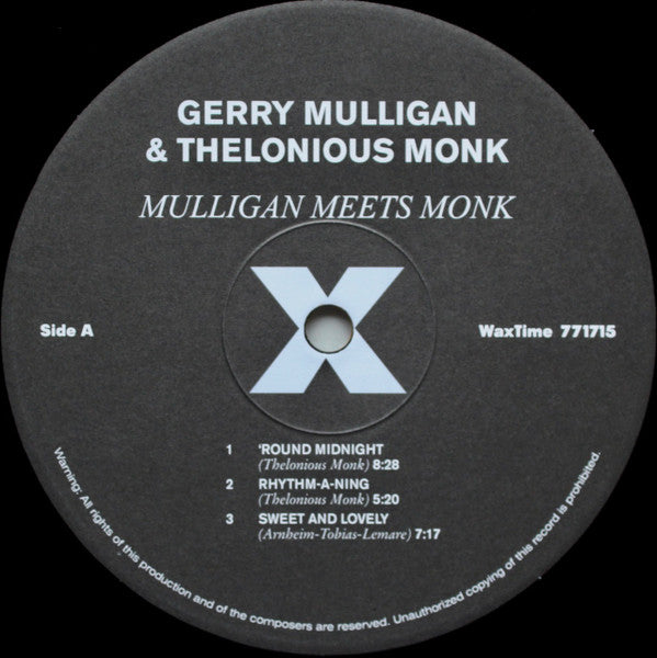 Thelonious Monk And Gerry Mulligan - Mulligan Meets Monk (1957) - Mint- LP Record 2011 WaxTime 180 gram Vinyl - Jazz / Bop / Cool Jazz - Shuga Records