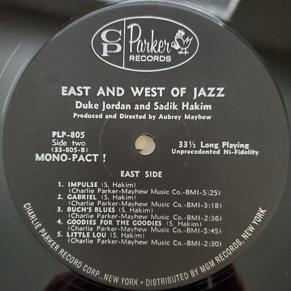 Duke Jordan and Sadik Hakim - East And West Of Jazz - VG+ LP Record 1962 Charlie Parker USA Mono Original Vinyl - Jazz / Bop - Shuga Records