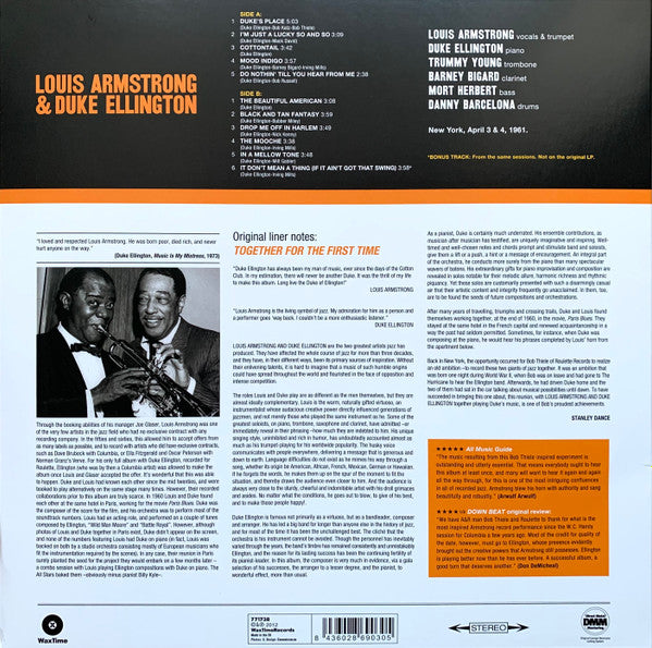 Louis Armstrong & Duke Ellington (1961) - The Great Summit - Mint- LP Record 2012 WaxTime 180 gram Vinyl - Jazz / Big Band - Shuga Records