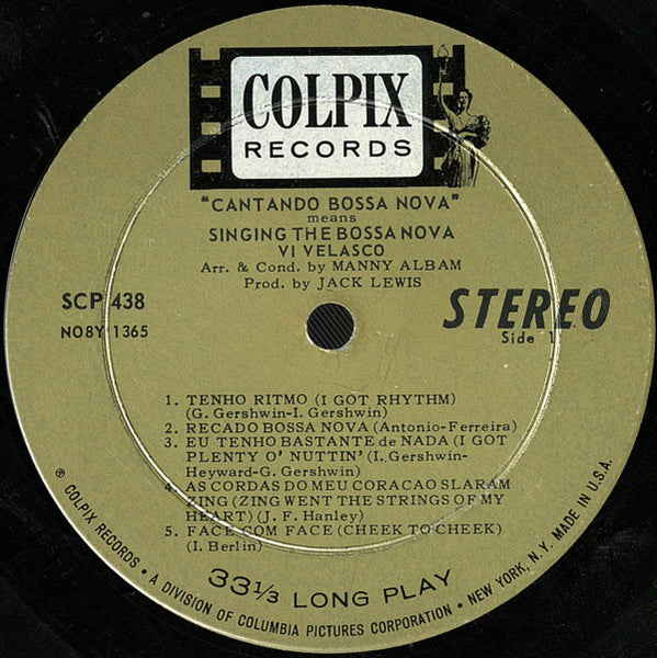 Vi Velasco With Zoot Sims And His Orchestra - Cantando Bossa Nova Means Singing The Bossa Nova - VG+ LP Record 1962 Colpix USA Vinyl - Jazz / Latin - Shuga Records