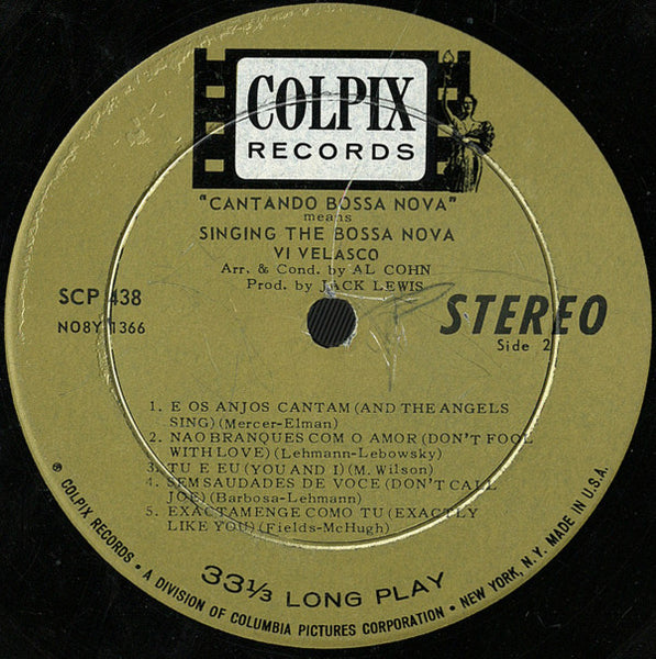 Vi Velasco With Zoot Sims And His Orchestra - Cantando Bossa Nova Means Singing The Bossa Nova - VG+ LP Record 1962 Colpix USA Vinyl - Jazz / Latin - Shuga Records