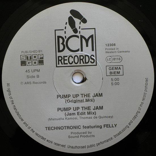 Technotronic Featuring Felly - Pump Up The Jam - VG+ 12" Single Record 1989 SBK USA Vinyl - House / Hip-House - Shuga Records