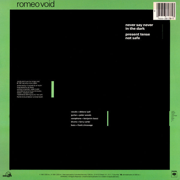 Romeo Void – Never Say Never - Mint- EP Record 1981 Columbia USA Vinyl - New Wave / Pop Rock - Shuga Records