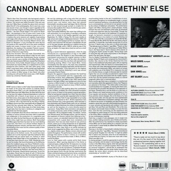 Cannonball Adderley - Somethin' Else (1958) - Mint- LP Record 2011 WaxTime 180 gram Vinyl - Jazz / Hard Bop - Shuga Records