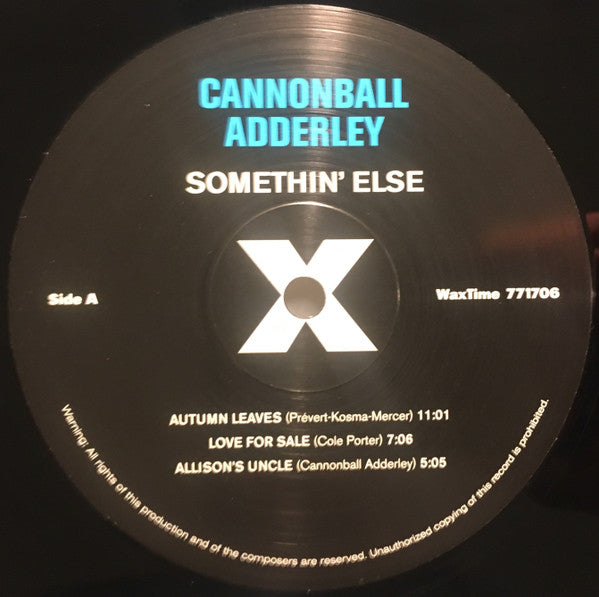 Cannonball Adderley - Somethin' Else (1958) - Mint- LP Record 2011 WaxTime 180 gram Vinyl - Jazz / Hard Bop - Shuga Records