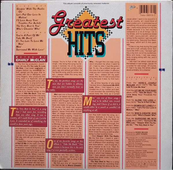 Charly McClain - Greatest Hits - New LP Record 1982 Epic USA Original Vinyl & Hype Sticker - Country - Shuga Records