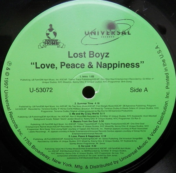 Lost Boyz - Love, Peace And Nappines - VG+ LP Record 1997 Universal USA Vinyl - Hip Hop - Shuga Records