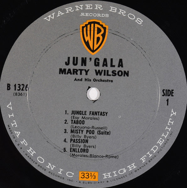 Marty Wilson And His Orchestra - Jun'gala - VG+ LP Record 1959 Warner USA Origina Mono Vinyl - Jazz / Exotica / Space-Age / Pacific - Shuga Records