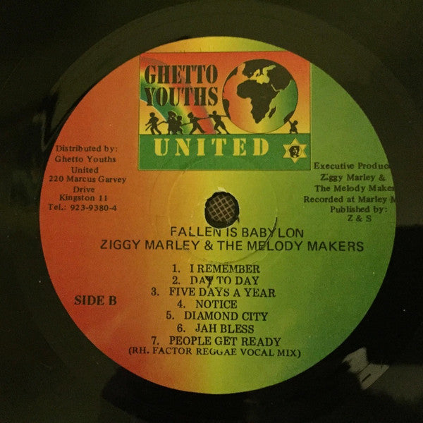 Ziggy Marley & The Melody Makers - Fallen Is Babylon - VG LP Record 1997 Ghetto Youths United Jamaica RARE Vinyl - Reggae