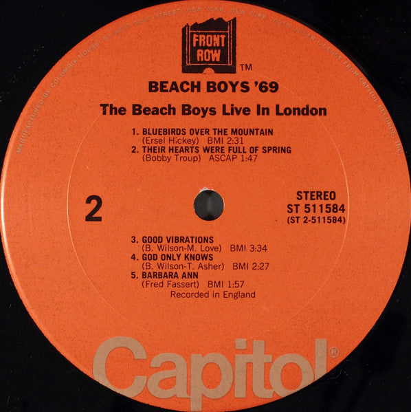 The Beach Boys - Beach Boys '69 Live In London - VG+ LP Record 1976 Capitol Club Edition Original USA - Pop Rock / Surf Rock - Shuga Records