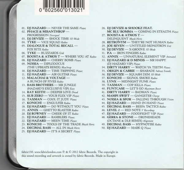 DJ Hazard - Fabriclive 65 - New CD 2012 Fabric UK Press & Metal Tin Case - Drum n Bass (Copy) - Shuga Records