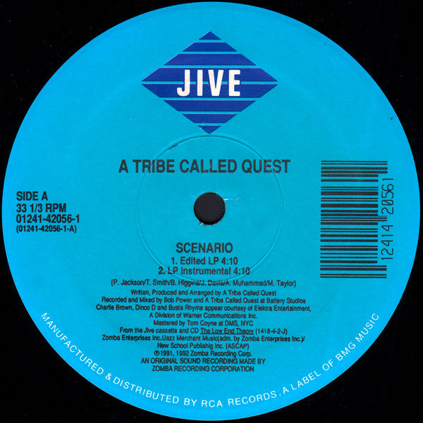 A Tribe Called Quest - Scenario - VG- 12" Single Record 1992 Jive USA Original Vinyl - Hip Hop / Boom Bap - Shuga Records