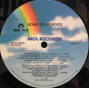 Sons Of Heroes - Sons Of Heroes - VG+ LP Record 1983 MCA USA Promo Vinyl & Insert - Synth-pop / Pop Rock - Shuga Records