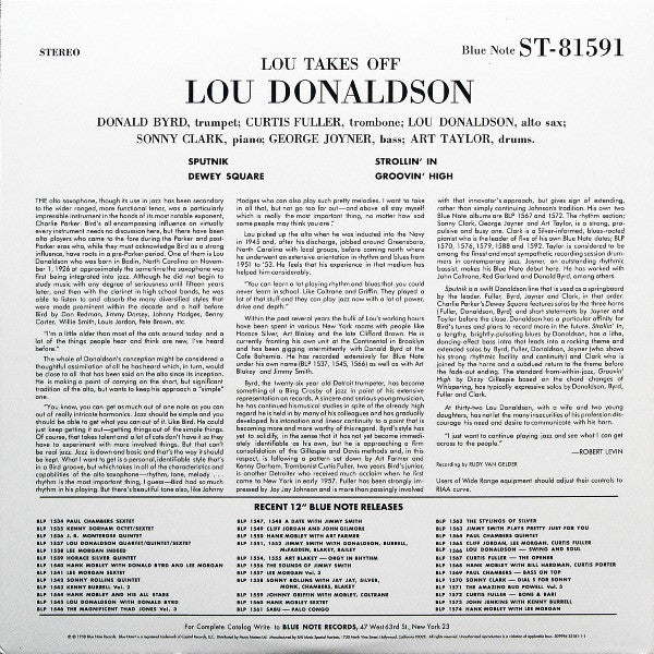 Lou Donaldson – Lou Takes Off - (1958) - New 2 LP Record 2010 Blue Note Music Matters REVIEW COPY 180 gram Vinyl & Numbered 0044 - Jazz / Hard Bop - Shuga Records