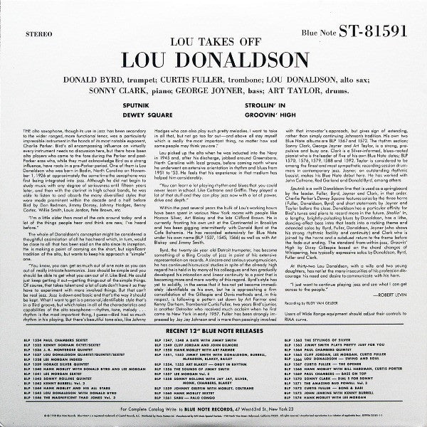 Lou Donaldson – Lou Takes Off - (1958) - New 2 LP Record 2010 Blue Note Music Matters REVIEW COPY 180 gram Vinyl & Numbered 0044 - Jazz / Hard Bop