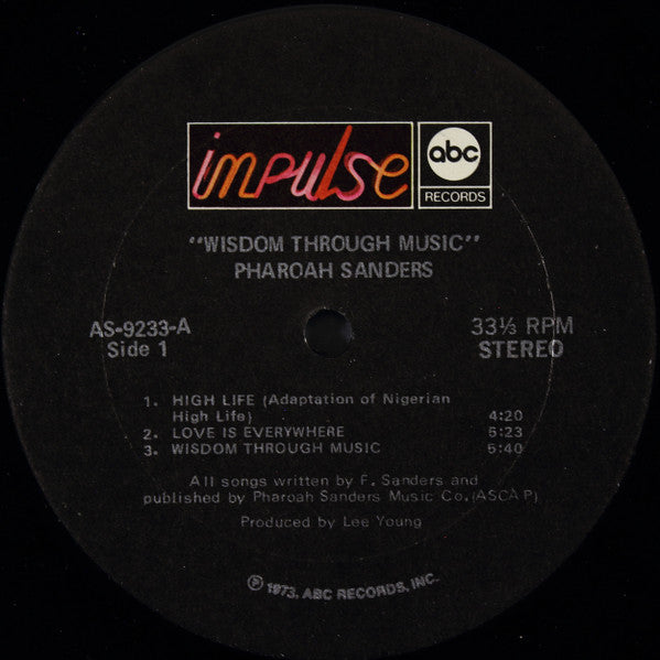 Pharoah Sanders - Wisdom Through Music - VG+ LP Record 1973