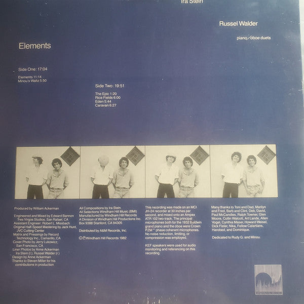 Ira Stein / Russel Walder - Elements - VG+ LP Record 1982 Windham Hill USA Original Vinyl - Jazz / New Age - Shuga Records