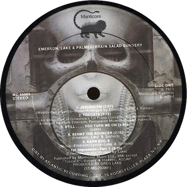Emerson, Lake & Palmer - Brain Salad Surgery - VG+ LP Record 1973 Manticore USA Vinyl & Booklet - Manticore Rock / Prog Rock - Shuga Records