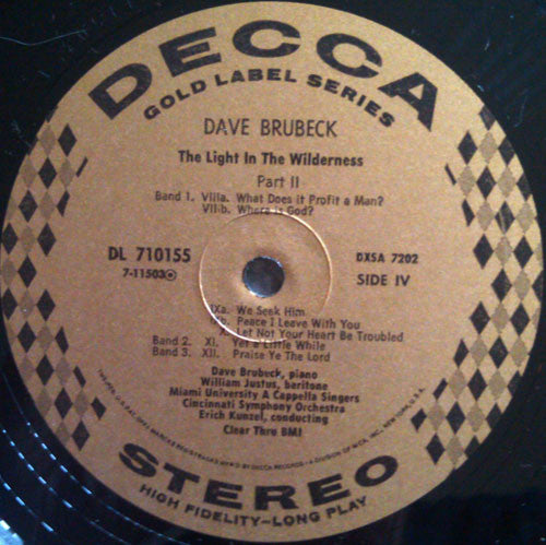Dave Brubeck - The Light In The Wilderness - VG+ 2 LP Record 1968 Decca USA Stereo Vinyl - Jazz / Classical - Shuga Records