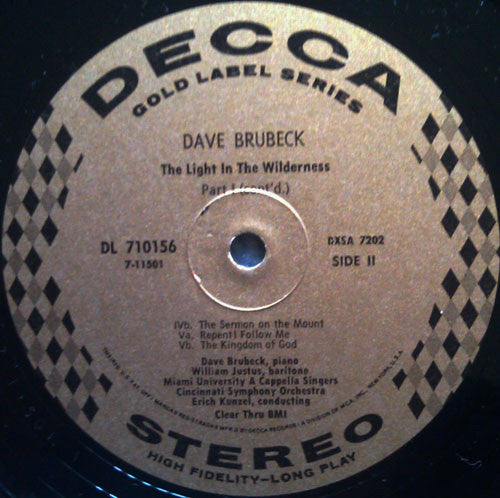 Dave Brubeck - The Light In The Wilderness - VG+ 2 LP Record 1968 Decca USA Stereo Vinyl - Jazz / Classical - Shuga Records