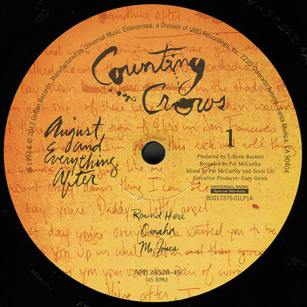Counting Crows - August And Everything After (1993) - Mint- 2 LP Record 2012 Analogue Productions USA 200 gram Audiophile Vinyl - Alternative Rock / Pop Rock - Shuga Records