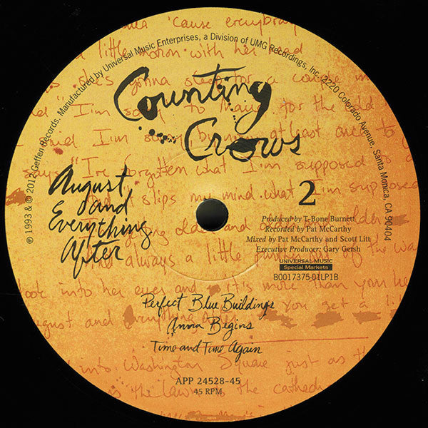 Counting Crows - August And Everything After (1993) - Mint- 2 LP Record 2012 Analogue Productions USA 200 gram Audiophile Vinyl - Alternative Rock / Pop Rock - Shuga Records