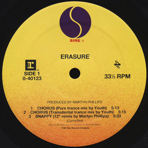 Erasure - Chorus - Mint- 12" Single Record 1991 Mute USA Promo Vinyl - Synth-pop / Dance-pop - Shuga Records