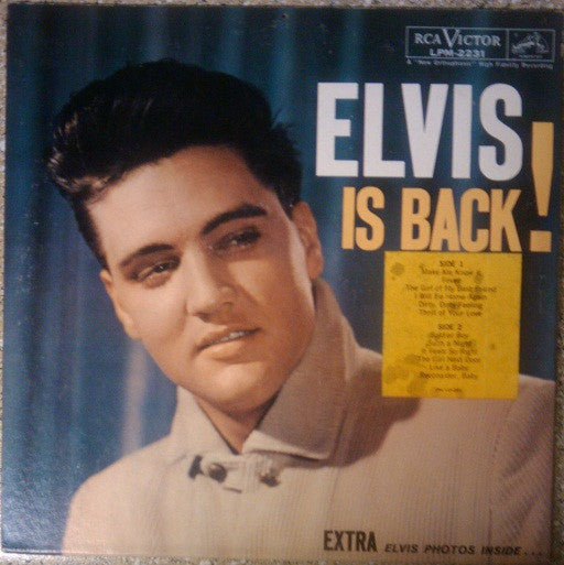 Elvis Presley - Elvis Is Back! - VG LP Record 1960 RCA Victor USA Mono Original Rockaway Vinyl - Rock & Roll / Pop Rock - Shuga Records