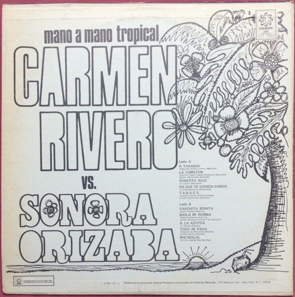 Carmen Rivero, Sonora Orizaba – Mano A Mano Tropical - VG+ LP Record 1973 Caliente USA Vinyl - Latin