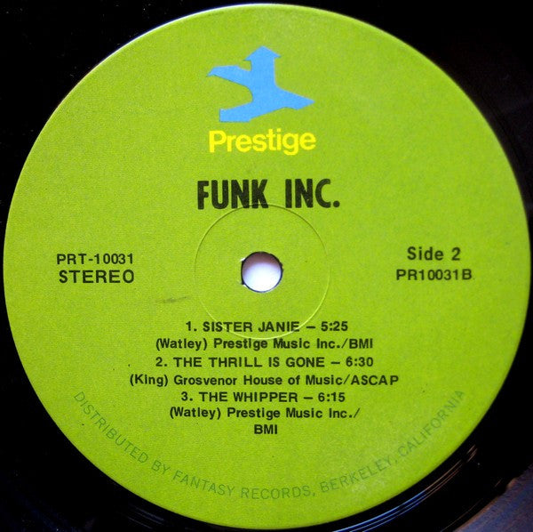 Funk Inc. - Funk Inc. (1971) - VG- (lower grade) LP Record 1971 Prestige USA Original Vinyl RARE - Jazz / Jazz-Funk - Shuga Records