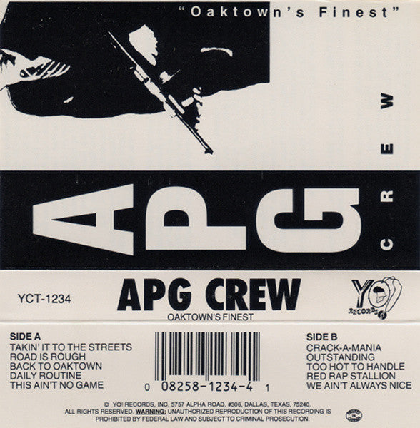A.P.G. Crew - Oaktown's Finest - New Cassette 1991 Yo! Records USA Original Tape - Hip Hop - Shuga Records