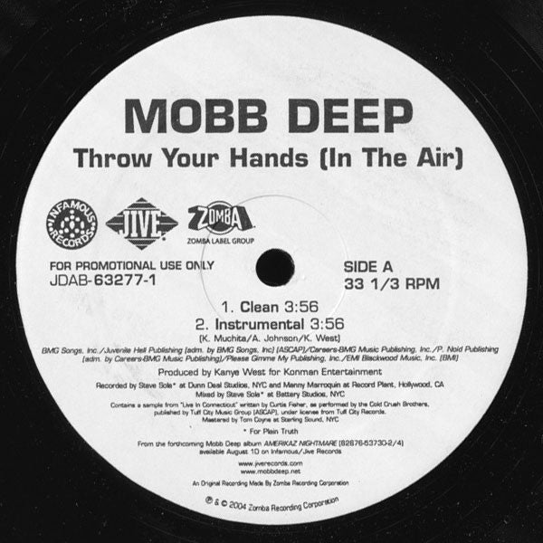 Mobb Deep / Kanye West - Throw Your Hands (In The Air) - VG+ 12" Single Record 2004 Jive Infamous Zomba USA Promo Vinyl - Hip Hop