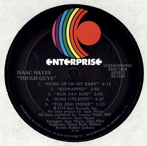 Isaac Hayes - Tough Guys (Three Tough Guys) - VG+ (VG Cover) LP Record 1974 Enterprise USA Vinyl - Soundtrack / Soul - Shuga Records