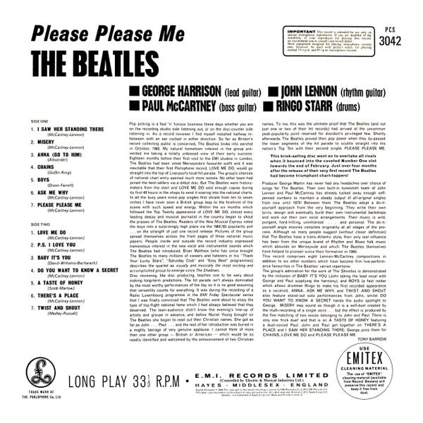 The Beatles - Please Please Me (1963) - Mint- LP Record 2012 Parlophone Stereo 180 gram Vinyl - Rock & Roll / Pop Rock / Beat - Shuga Records