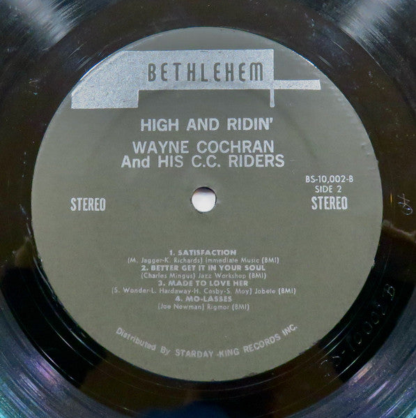 Wayne Cochra & The C.C. Riders - High And Ridin' / Rappin'- VG+ LP Record 1970 Bethlehem USA Original Vinyl - Jazz / Funk / Big Band - Shuga Records
