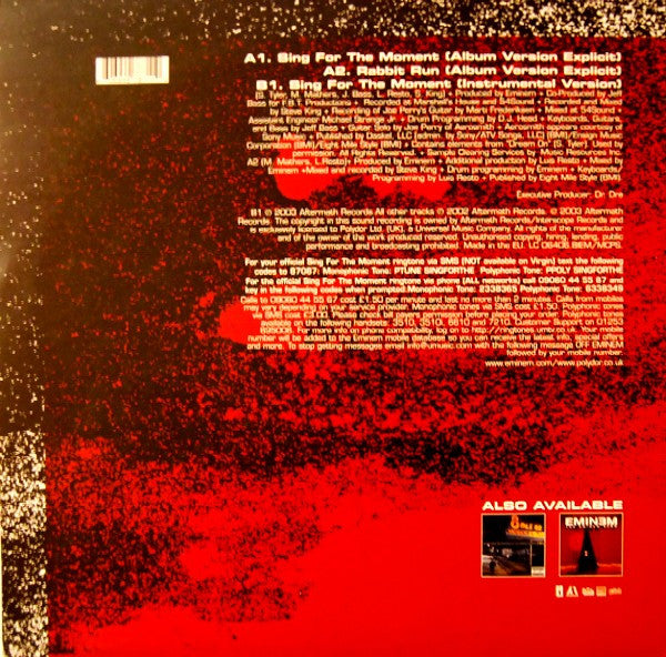 Eminem - Sing For The Moment - VG+ (VG- cover) 12" Single Record 2003 Aftermath Interscope UK Vinyl - Hip Hop - Shuga Records