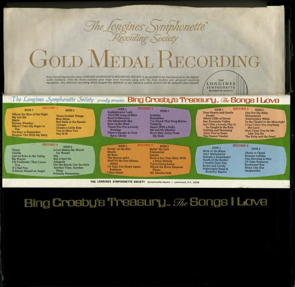 Bing Crosby - Bing Crosby's Treasury - The Songs I Love - VG+ 6 LP Record Box Set 1966 Longines Symphonette USA Vinyl - Jazz / Swing / Big Band / Vocal - Shuga Records