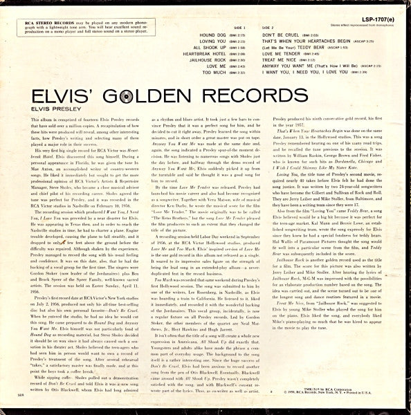 Elvis Presley - Elvis' Golden Records (1958) - Mint- LP Record 1977 RCA Victor USA Vinyl - Rock & Roll - Shuga Records