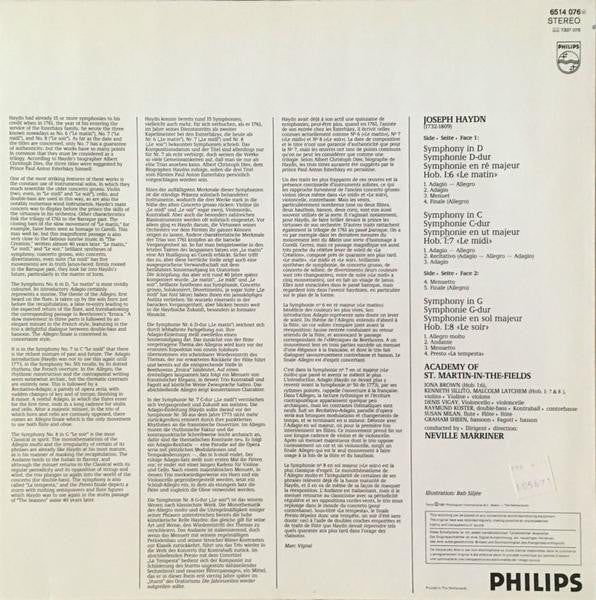 Neville Marriner - Haydn Symphony No. 6, 7 & 8 - New LP Record 1982 Philips Holland Original Press Vinyl - Classical - Shuga Records