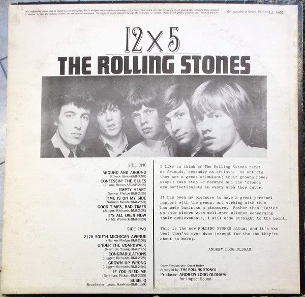 The Rolling Stones - 12 X 5 (1965) - VG LP Record 1966 London USA Mono Vinyl - Rock & Roll / Blues Rock - Shuga Records