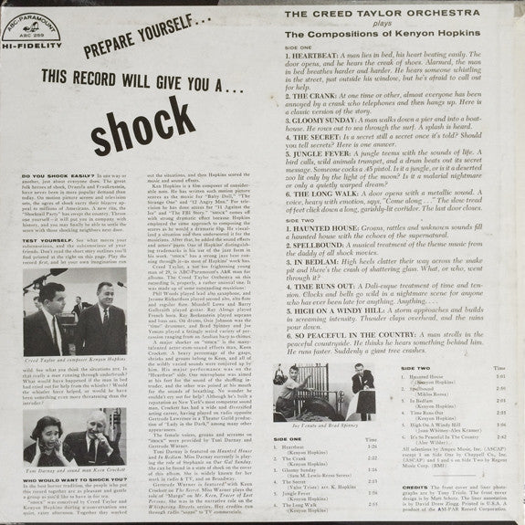 The Creed Taylor Orchestra – Shock Music In Hi-Fi - VG+ (Vg- cover) LP Record USA Mono Vinyl - Jazz / Space-Age / Novelty - Shuga Records