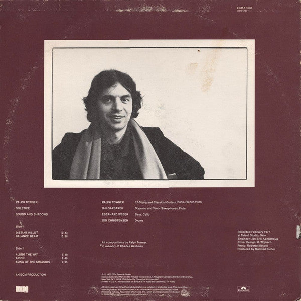 Ralph Towner - Solstice / Sound And Shadows - VG+ LP Record 1977 ECM USA Vinyl - Jazz / Contemporary Jazz - Shuga Records