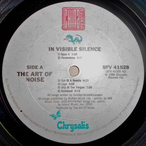 The Art Of Noise - In Visible Silence - VG+ LP Record 1986 USA Chrysalis USA Vinyl - Pop / Synth-Pop / Electro - Shuga Records