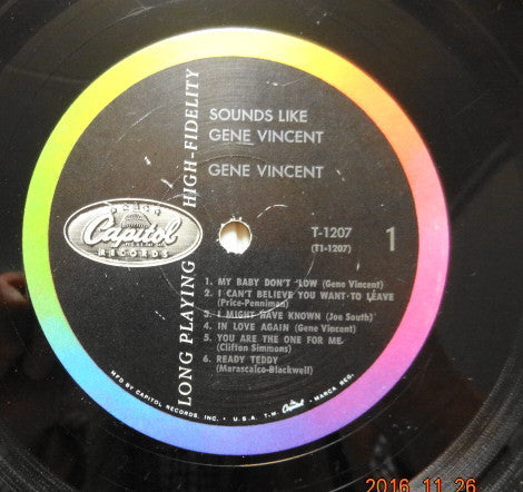 Gene Vincent - Sounds Like Gene Vincent - VG (VG- low grade cover) LP Record 1959 Capitol USA Mono Original Vinyl - Rock & Roll - Shuga Records
