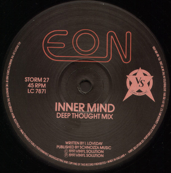 Eon - Inner Mind / Spice (The Remixes) - Mint- 12" Single Record 1991 Vinyl Solution UK Vinyl - Techno / Acid / Bleep - Shuga Records