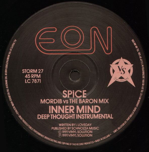 Eon - Inner Mind / Spice (The Remixes) - Mint- 12" Single Record 1991 Vinyl Solution UK Vinyl - Techno / Acid / Bleep - Shuga Records