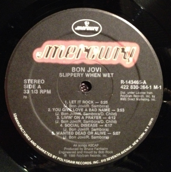 Bon Jovi - Slippery When Wet - VG+ LP Record 1986 Mercury Club Edition USA Vinyl - Pop Rock / Hard Rock - Shuga Records