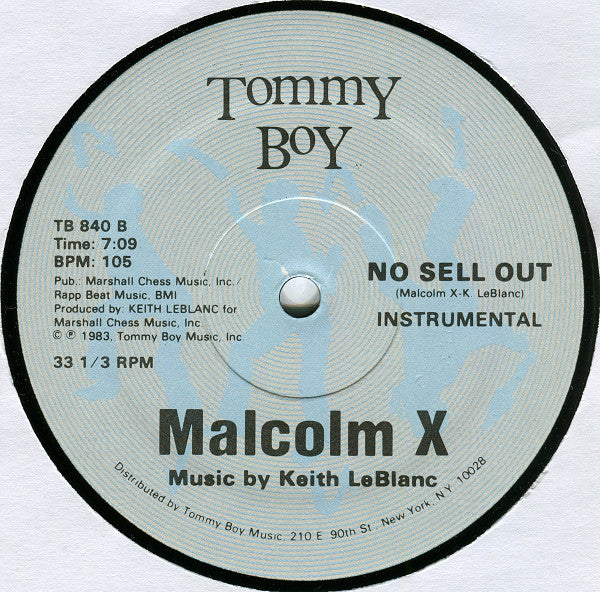 Malcolm X - No Sell Out - VG+ 12" Single Record 1983 Tommy Boy USA Original Vinyl & Matching Inner - Hip Hop / Electro / Political - Shuga Records