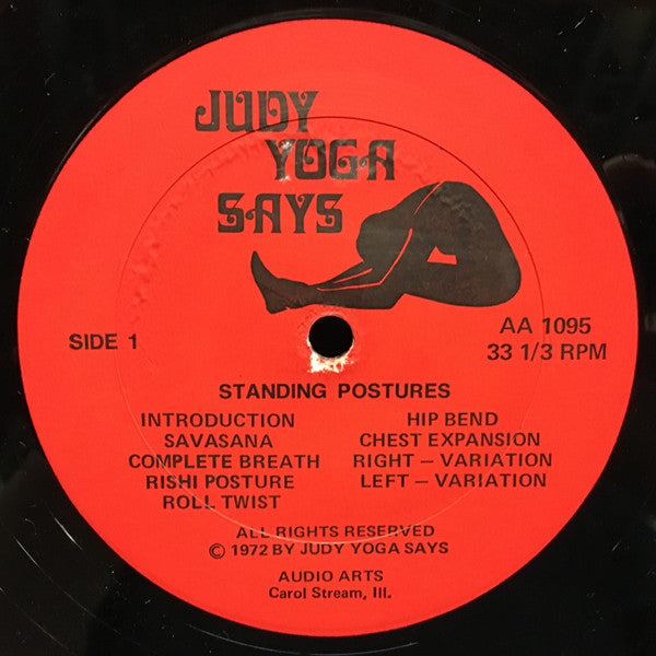 Judy Yoga Says - Judy Yoga Says: May I Direct You Through Hatha Yoga Postures? - VG+ LP Record 1972 Audio Arts Vinyl - Spoken Word / Therapy / Non-Music