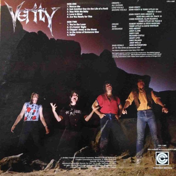 Verity - Interrupted Journey - VG+ LP Record 1984 Compleat USA Promo Vinyl & Insert - Hard Rock